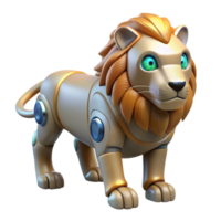 magnificent minimalist Robotic Lion Three Dimensional Model in a Futuristic Scene of Design 4K png