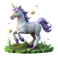 vibrant abstract Magical Unicorn in a Starry Meadow in a Whimsical Three Dimensional Scene of Enchantment high quality png