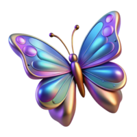 impressive contemporary Iridescent Butterfly in a Three Dimensional Render of Color and Movement premium png