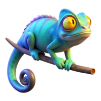 elegant classic Vibrant Chameleon on Branch in a Whimsical Three Dimensional Scene of Nature authentic png