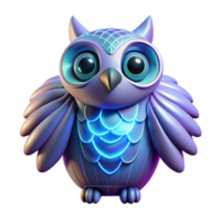 impressive artistic Neon Owl Digital Render A vibrant Digital render of an owl illuminated with neon colors highlighting its striking features and modern aesthetic genuine png
