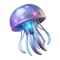 extraordinary artistic Glowing Jellyfish Three Dimensional Render in a Mesmerizing Scene of Oceanic Light exclusive png