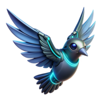 beautiful rustic Cybernetic Bird in Flight in a Futuristic Three Dimensional Scene of Avian Design original png