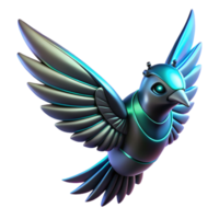 dramatic rustic Metallic Bird in Flight in a Futuristic Three Dimensional Scene of Design professional png