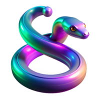 dramatic abstract Iridescent Snake in a Stunning Three Dimensional Render of Color and Movement professional png
