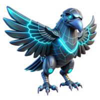 dramatic abstract Cybernetic Bird Futuristic Avian Robot with Metallic Feathers A visionary portrayal of a robotic bird with sleek metallic feathers soaring through a high tech environmentauthentic png