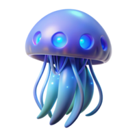 stunning artistic Glowing Jellyfish Three Dimensional Render in a Mesmerizing Scene of Oceanic Light high resolution png