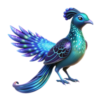 serene vintage Luminous Avian A Fantasy Bird with Iridescent Plumage professional png