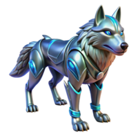 extraordinary vintage Cybernetic Wolf Futuristic Canine in Metallic Armor premium png