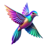 elegant modern Iridescent Bird in Flight Digital Render of a Colorful Avian premium png