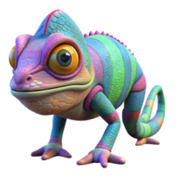 stunning contemporary Vibrant Rainbow Chameleon Digital Render of a Colorful Reptile original png
