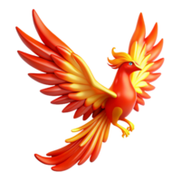 magnificent minimalist Majestic Firebird in Flight Digital Render of Mythical Creature high quality png
