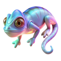 impressive minimalist Iridescent Chameleon Digital Render of a Colorful Reptile original png