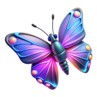 elegant rustic Neon Butterfly Digital Render of a Glowing Insect high quality png