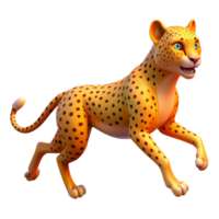extraordinary creative Animated Cheetah Digital Render of a Running Big Cat 4K png