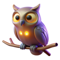 extraordinary abstract Digital Render of a Cute Owl Perched on a Branch authentic png