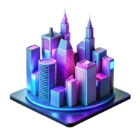 magnificent abstract Neon Cityscape A Digital Model of Urban Architecture high resolution png