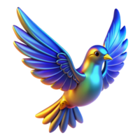 elegant creative Iridescent Bird in Flight Digital Render of a Colorful Avian professional png