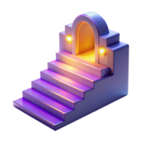 elegant vintage Illuminated Steps Leading to Archway Digital Render high quality png