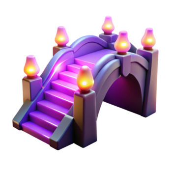 drammatico moderno illuminato ponte con passaggi digitale rendere di fantasia architettura alto qualità png