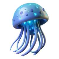 dramatic contemporary Luminous Jellyfish Digital Render of a Bio luminescent Aquatic Creature high quality png