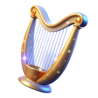 serene rustic Luminous Golden Harp A Digital Render of a Sparkling Stringed Instrument authentic png