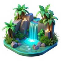 magnificent abstract Serene Waterfall Oasis Digital Render of Tropical Paradise professional png