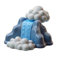 extraordinary creative Digital Render of a Cartoon Waterfall with Clouds professional png