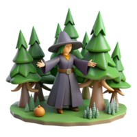 elegant abstract Digital Render of a Witch in a Forest 4K png