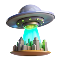 beautiful artistic Unidentified Flying Object over Cityscape A Digital Render authentic png