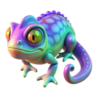 extraordinary classic Vibrant iridescent chameleon Digital render of a colorful reptile detailed png
