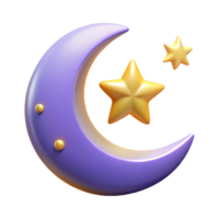 serene creative Crescent Moon and Stars Digital Render of Night Sky high resolution png