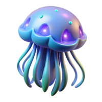 stunning traditional Luminous Jellyfish Digital Render of a Bio luminescent Aquatic Creature high quality png