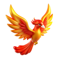 elegant modern Fiery Bird in Flight Digital Render of Mythical Creature high quality png