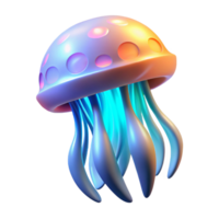 impressive creative Luminous Jellyfish Digital Render of Bio luminescent Aquatic Life high quality png