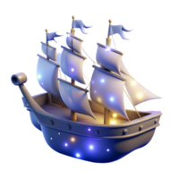 vibrant modern Luminous Sailing Ship A Digital Model of an Illuminated Galleon professional png