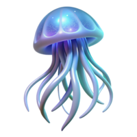 stunning creative Luminous Jellyfish Digital Render of a Bioluminescent Aquatic Creature high resolution png