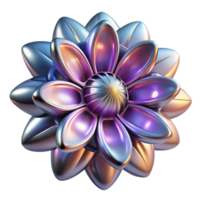 serene vintage Abstract Metallic Flower Digital Render of Iridescent Bloom original png
