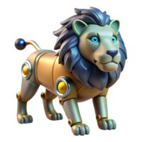 stunning minimalist Robotic Lion Digital Render of a Mechanical Big Cat high resolution png
