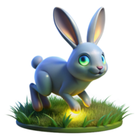 vibrant creative Digital Render of a Cute Bunny Hopping in Grass authentic png