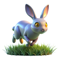 dramatic rustic Digital Render of a Rabbit Hopping in Grass original png