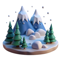 extraordinary artistic Winter Wonderland Digital Render Snowy Mountains and Pine Trees exclusive png