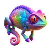 serene rustic Vibrant Rainbow Chameleon Digital Render of a Colorful Reptile high quality png