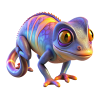 impressive artistic Vibrant Chameleon Digital Render of Colorful Reptile high resolution png