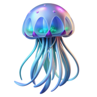 extraordinary modern Luminous Aquatic Creature Digital Render of a Bio luminescent Jellyfish high quality png
