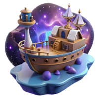 vibrant classic Cosmic Vessel A Digital Render of a Fantasy Ship in Space premium png