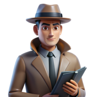 serene creative Digital Render of a Detective Investigating a Case genuine png