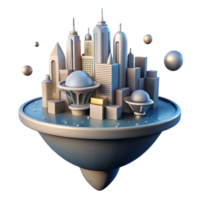 extraordinary modern Futuristic Cityscape on a Floating Island A Digital Render high resolution png