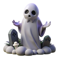 serene classic Digital Render of a Friendly Ghost in a Graveyard original png