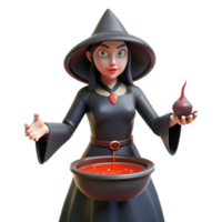 dramatic artistic Digital Render of a Witch Brewing a Potion in a Cauldron detailed png